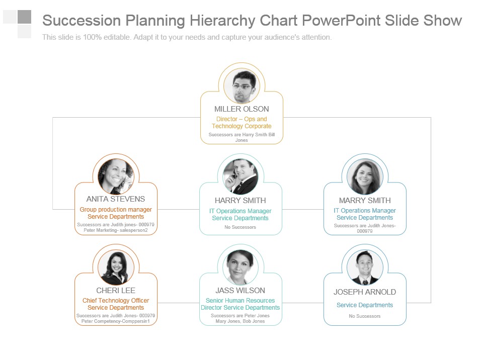 Succession Planning Hierarchy Chart Powerpoint Slide Show