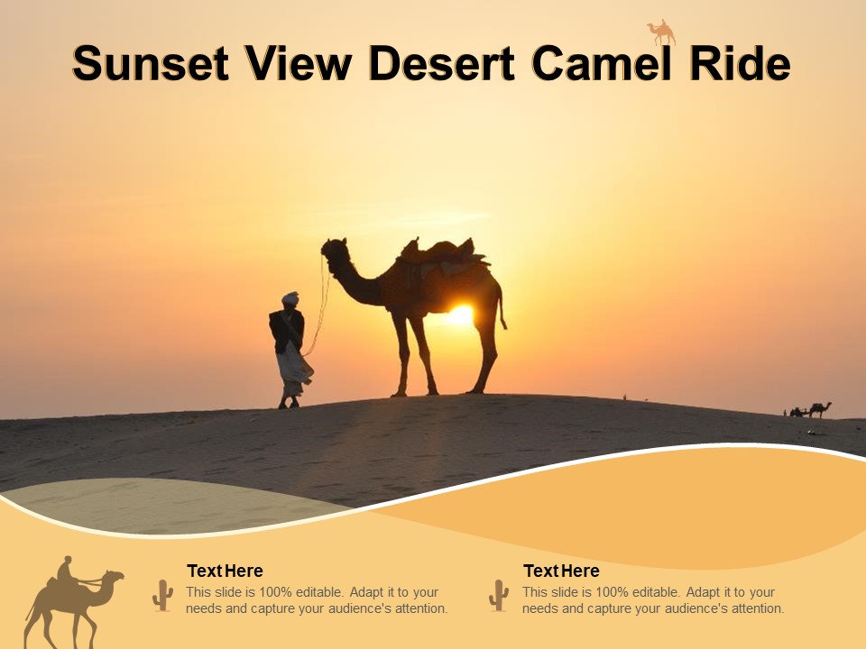 Sunset View Desert Camel Ride Ppt PowerPoint Presentation File Vector PDF
