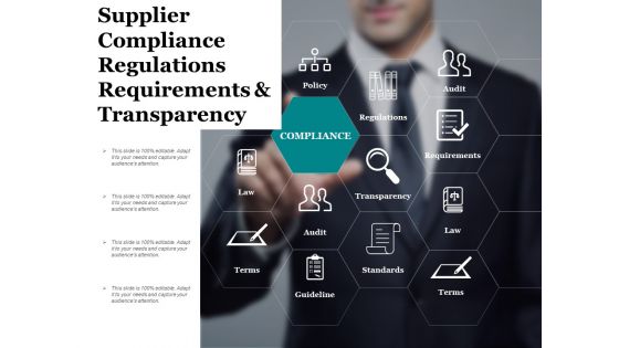 Supplier Compliance Regulations Requirements And Transparency Ppt PowerPoint Presentation Inspiration Brochure
