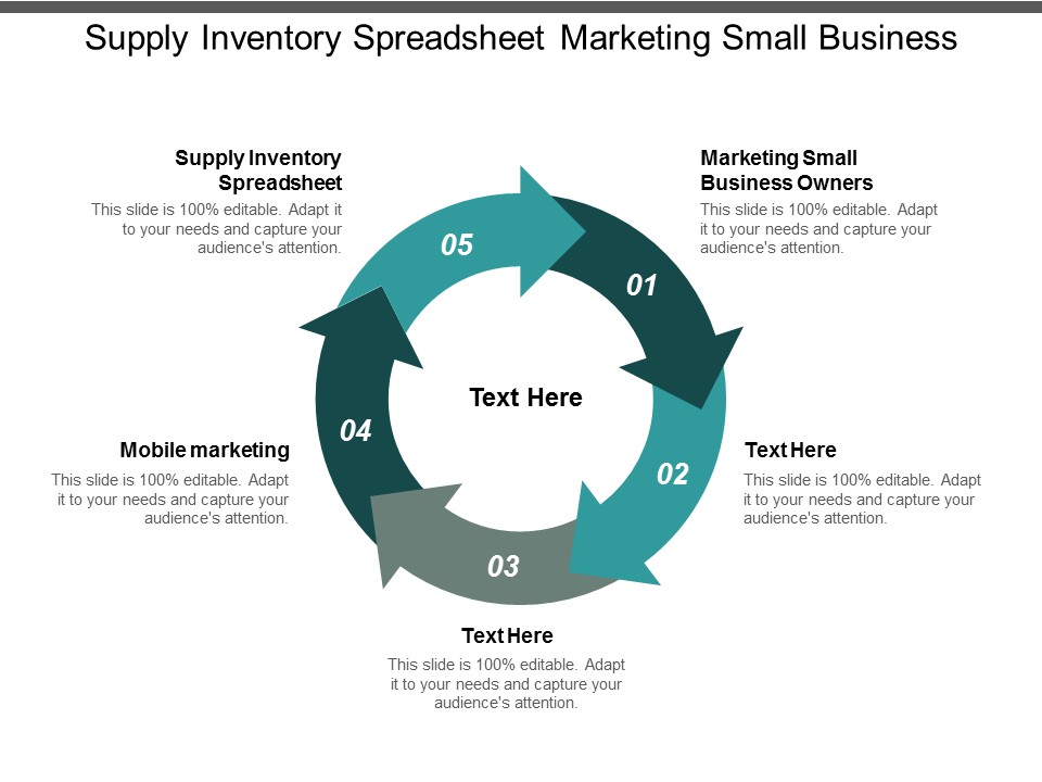 supply inventory spreadsheet marketing small business owners mobile marketing ppt powerpoint presentation file icons