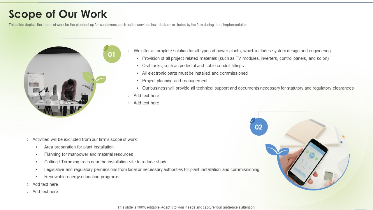 Sustainable Energy Scope Of Our Work Ppt PowerPoint Presentation Icon Example File PDF