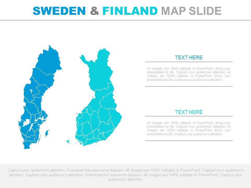 Sweden And Finland Map For Business Analysis Powerpoint Slides