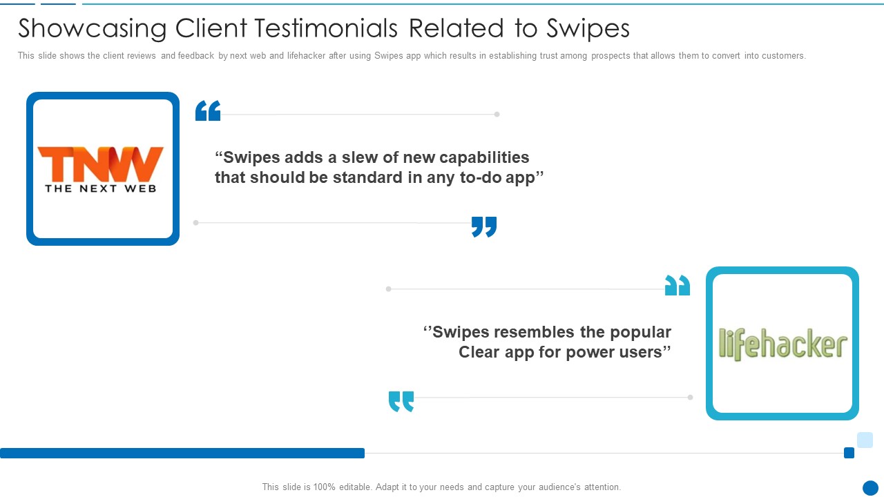 Swipes Capital Raising Elevator Pitch Deck Showcasing Client Testimonials Related To Swipes Structure PDF