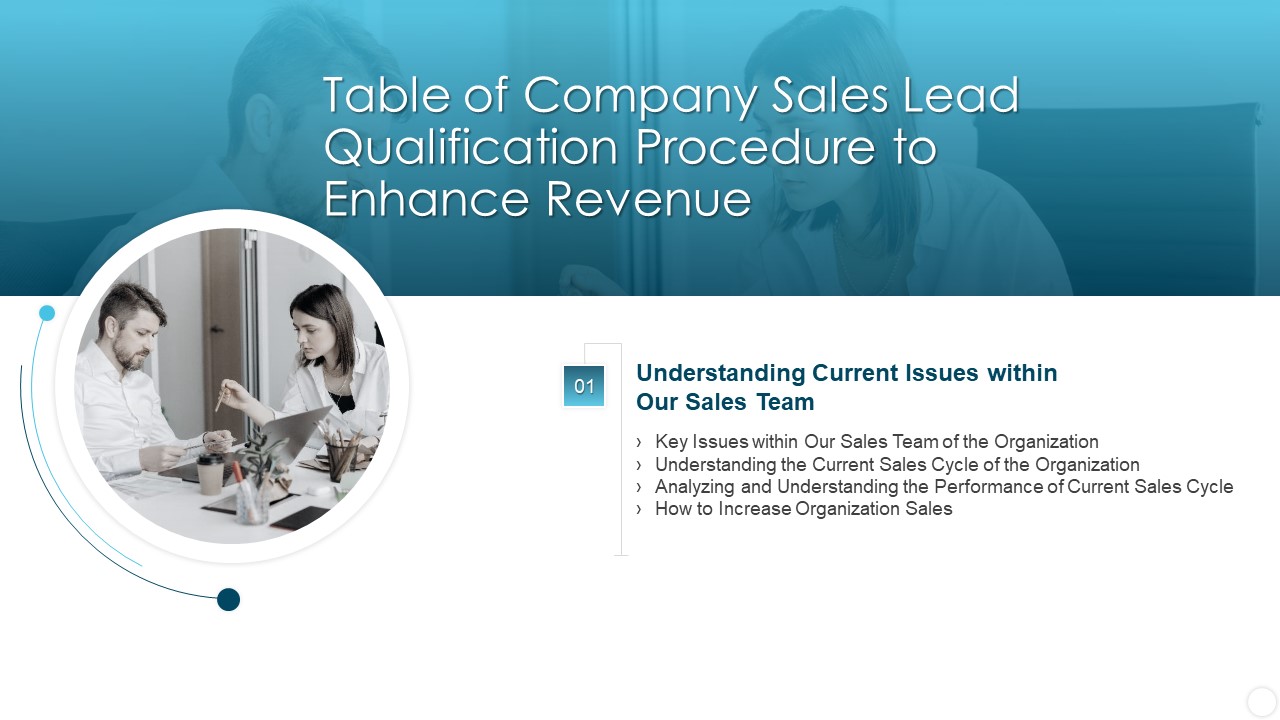 Table Of Contents Company Sales Lead Qualification Procedure To Enhance Revenue Infographics PDF