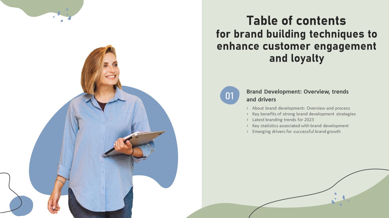 Table Of Contents For Brand Building Techniques To Enhance Customer Engagement And Loyalty Key Mockup PDF