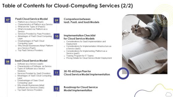 Table Of Contents For Cloud Computing Services Ppt PowerPoint Presentation File Show PDF