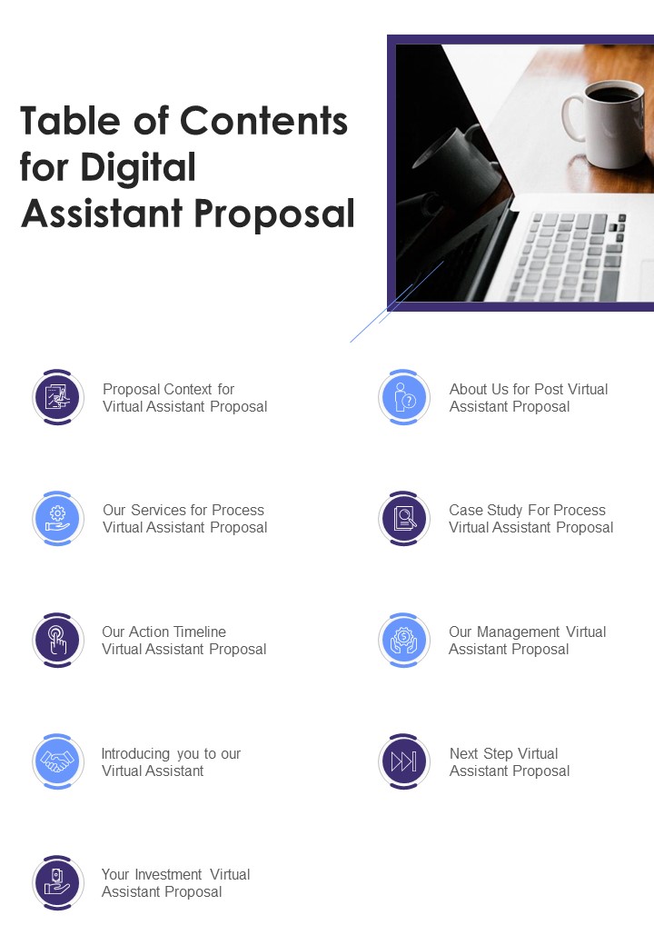 Table Of Contents For Digital Assistant Proposal One Pager Sample Example Document