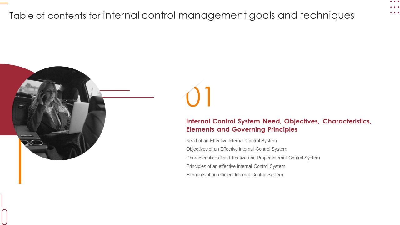 Table Of Contents For Internal Control Management Goals And Techniques System Formats PDF