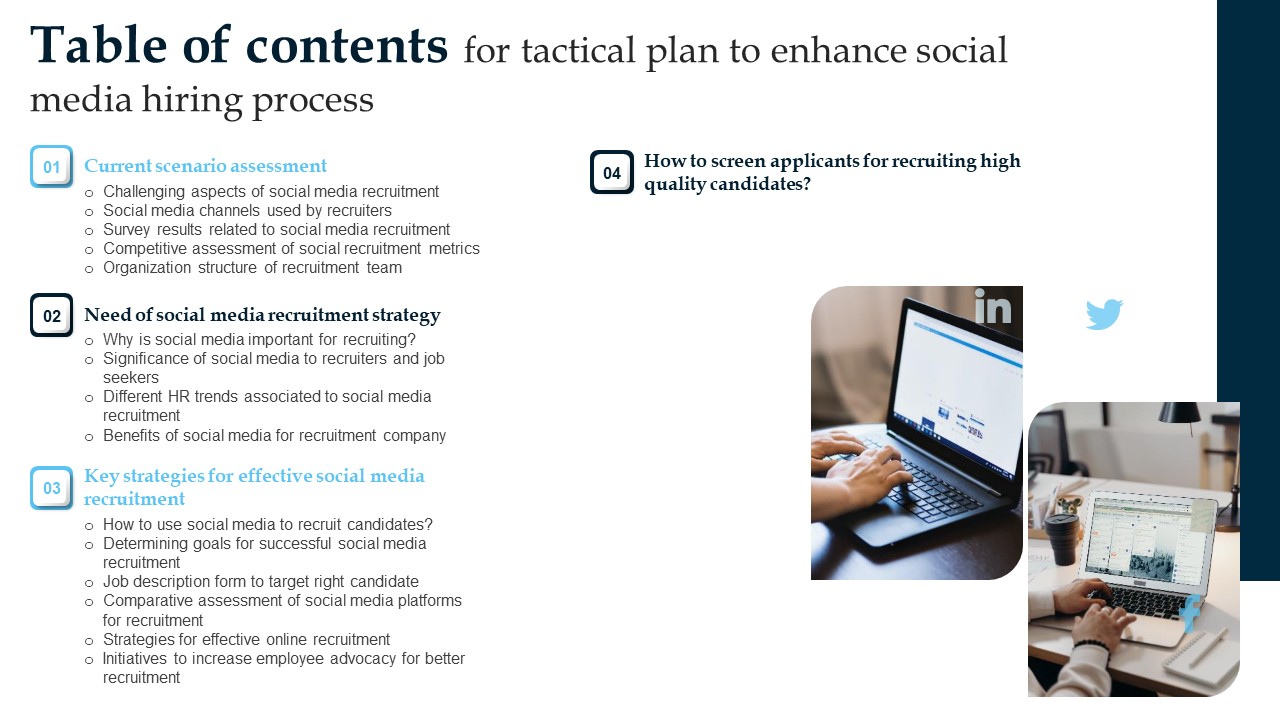 Table Of Contents For Tactical Plan To Enhance Social Media Hiring Process Microsoft PDF
