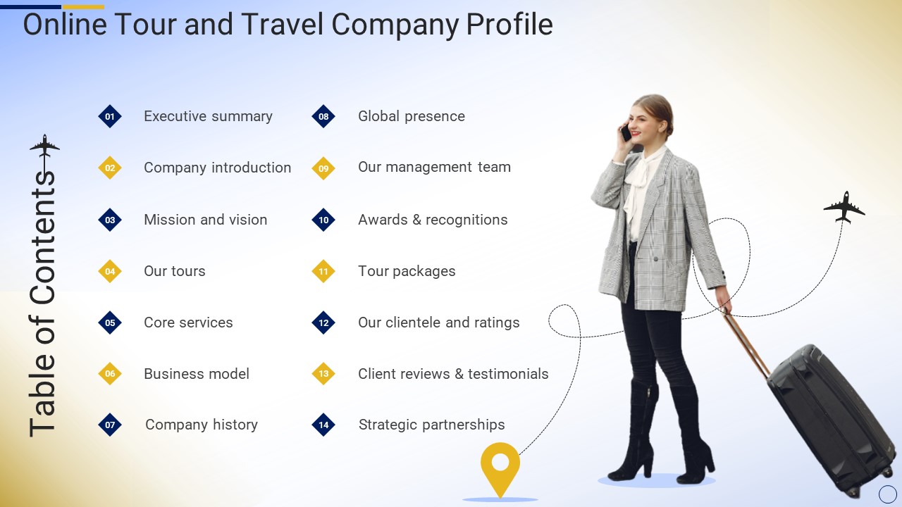 Table Of Contents Online Tour And Travel Company Profile Summary PDF