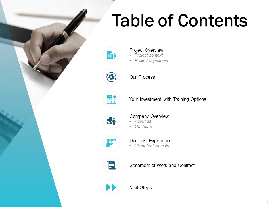 Table Of Contents Process Ppt Powerpoint Presentation Gallery Layout Ideas