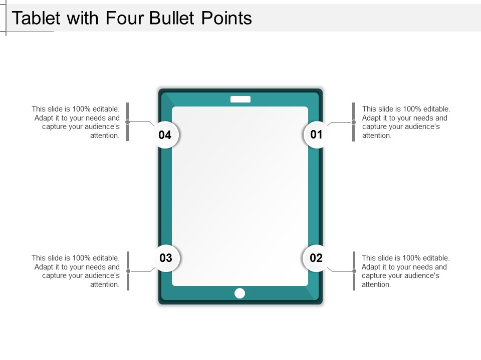 Tablet With Four Bullet Points Ppt PowerPoint Presentation File Slide Download