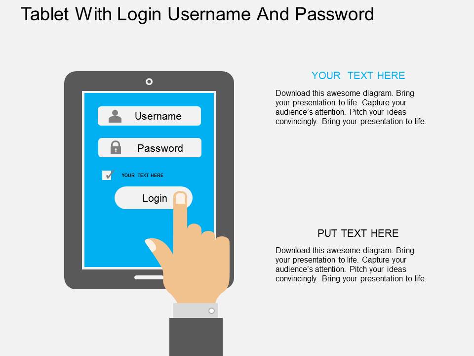 Tablet With Login Username And Password Powerpoint Template