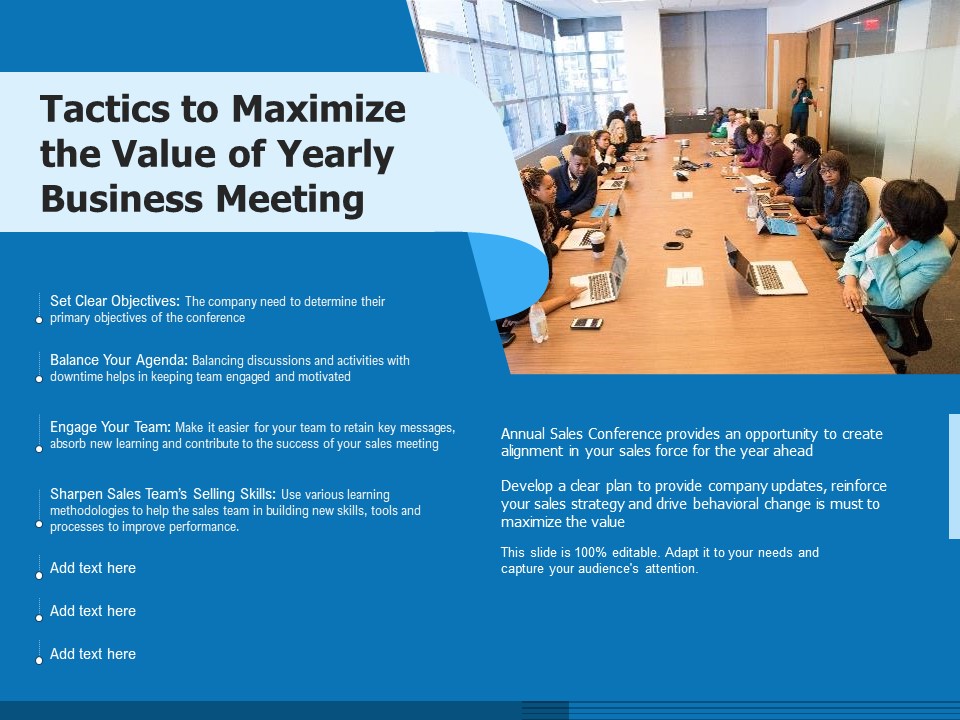 Tactics To Maximize The Value Of Yearly Business Meeting Ppt PowerPoint Presentation File Design Templates PDF