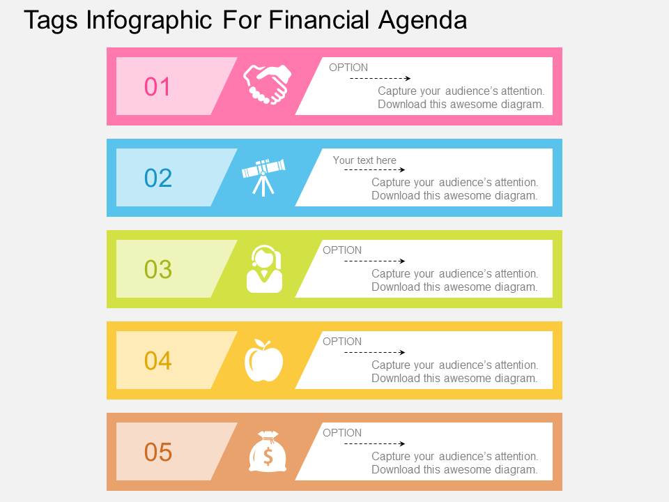 Tags Infographic For Financial Agenda Powerpoint Template