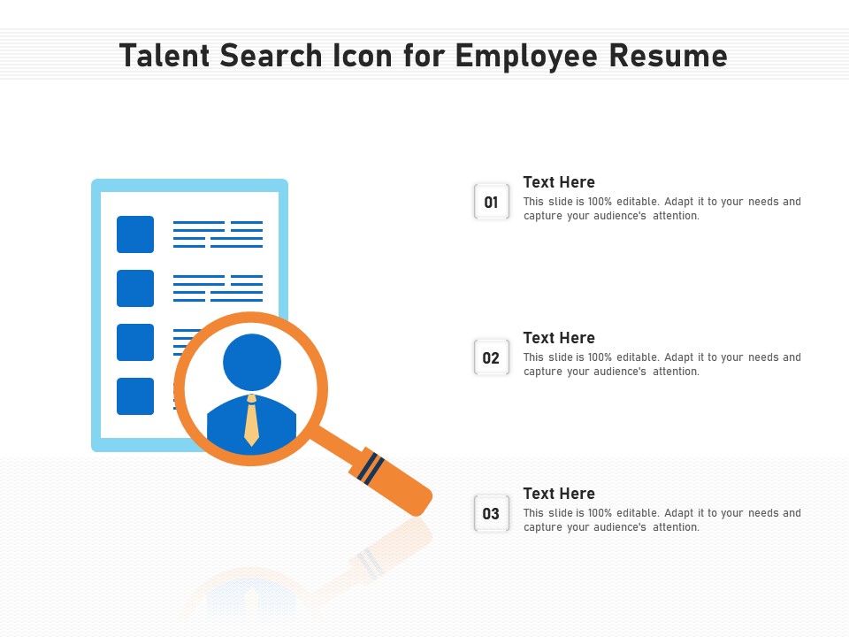 Talent Search Icon For Employee Resume Ppt PowerPoint Presentation File Slides PDF