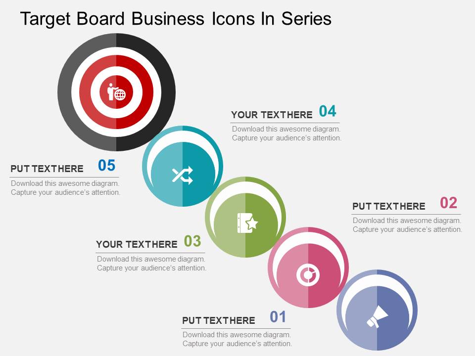 Target Board Business Icons In Series Powerpoint Templates