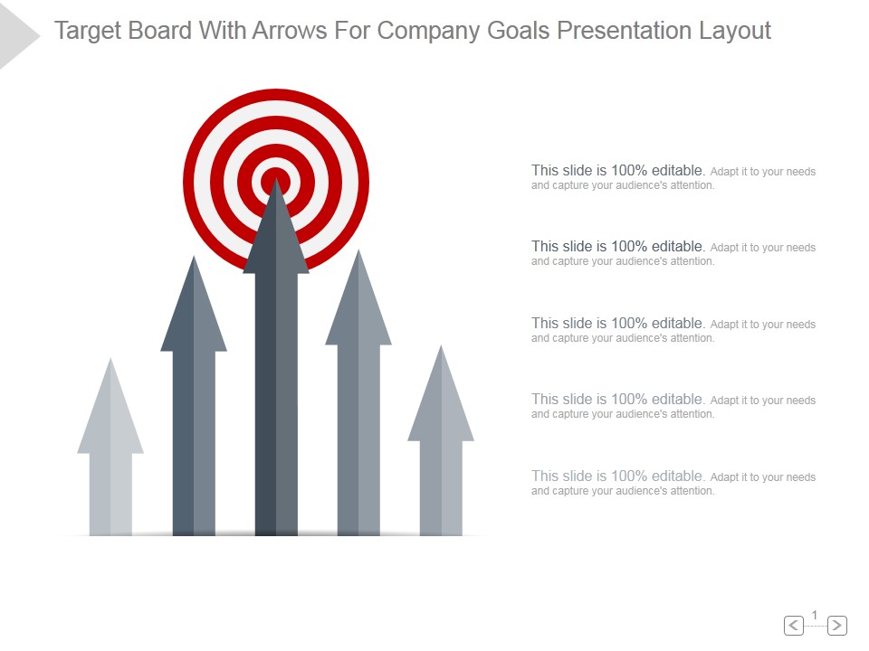 Target Board With Arrows For Company Goals Ppt PowerPoint Presentation Themes