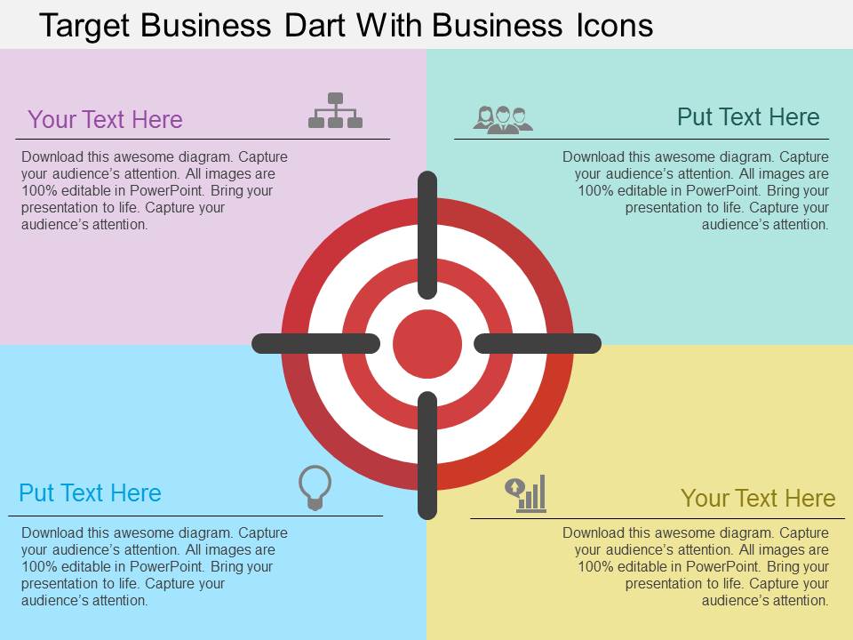 Target Business Dart With Business Icons Powerpoint Template