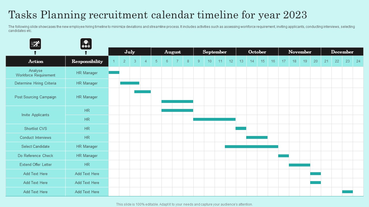 Tasks Planning Recruitment Calendar Timeline For Year 2023 Microsoft PDF