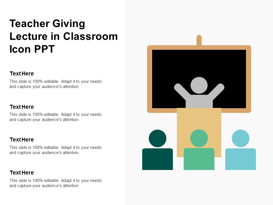 Teacher Giving Lecture In Classroom Icon Ppt Ppt PowerPoint Presentation Gallery Visuals