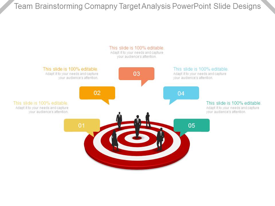 Team Brainstorming Company Target Analysis Powerpoint Slide Designs