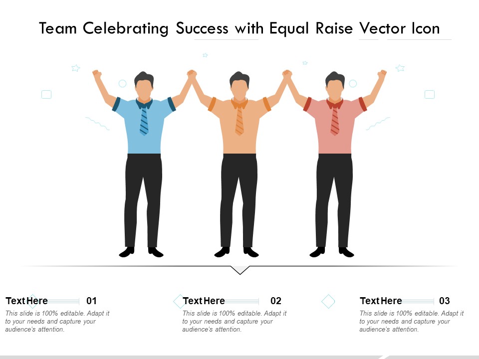 Team Celebrating Success With Equal Raise Vector Icon Ppt PowerPoint Presentation Template PDF