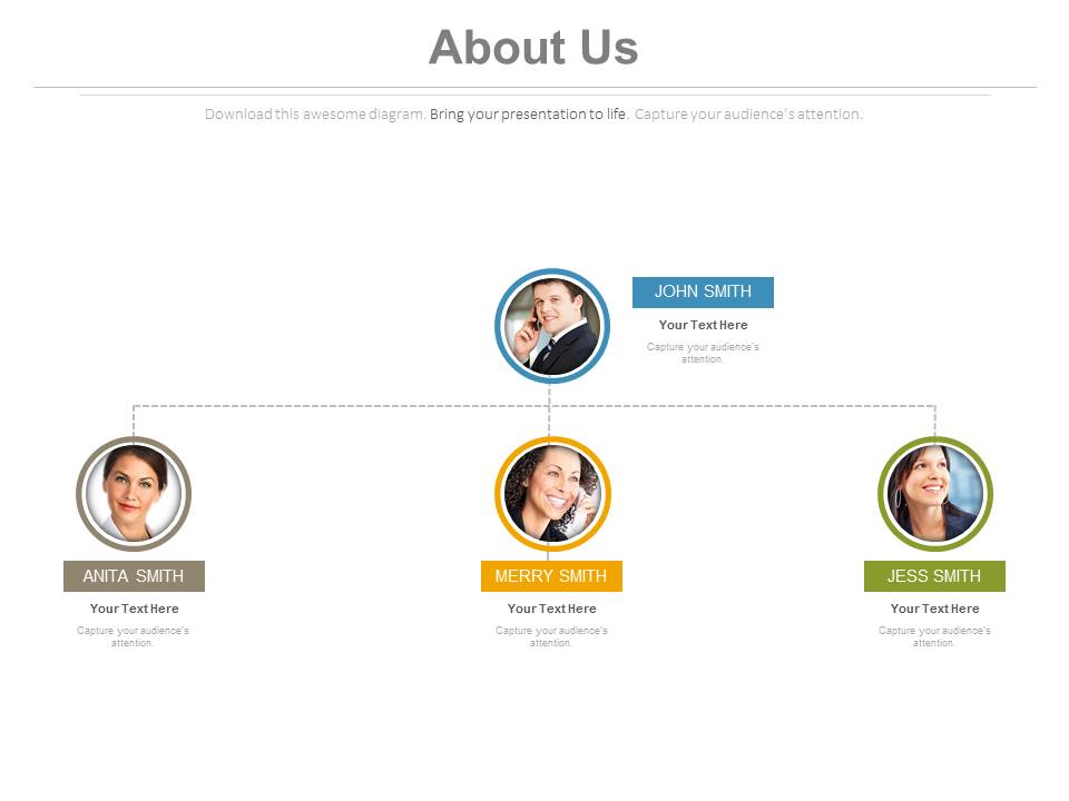 Team Hierarchy On About Us Slide Powerpoint Slides