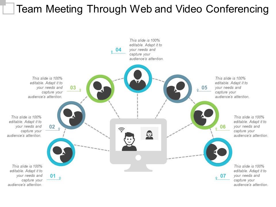 Team Meeting Through Web And Video Conferencing Ppt PowerPoint Presentation File Graphics Template
