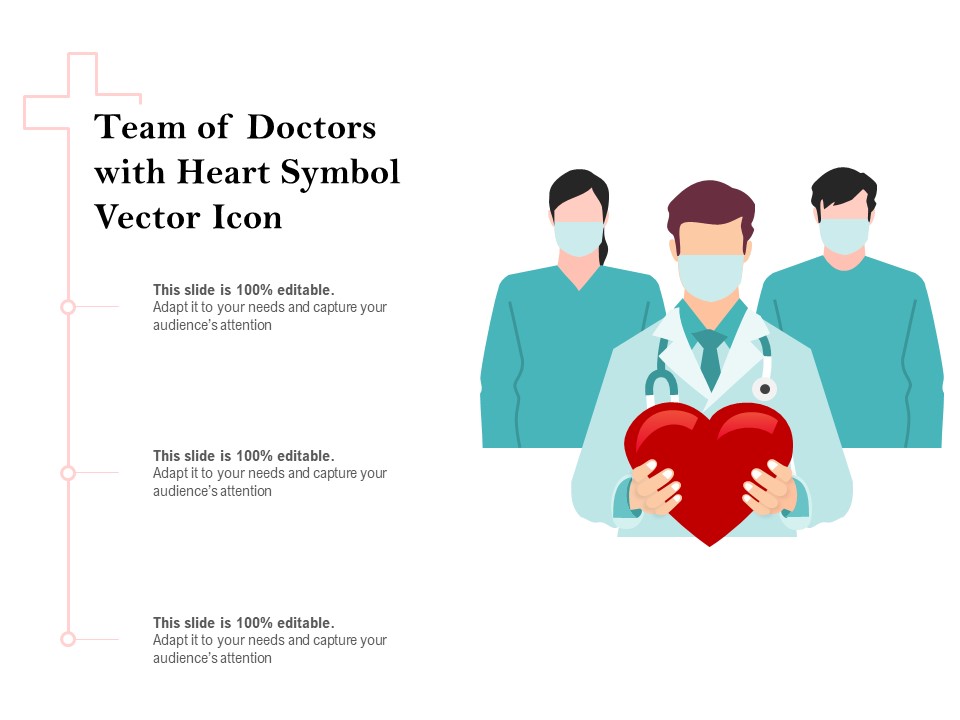 Team Of Doctors With Heart Symbol Vector Icon Ppt PowerPoint Presentation Pictures Background PDF