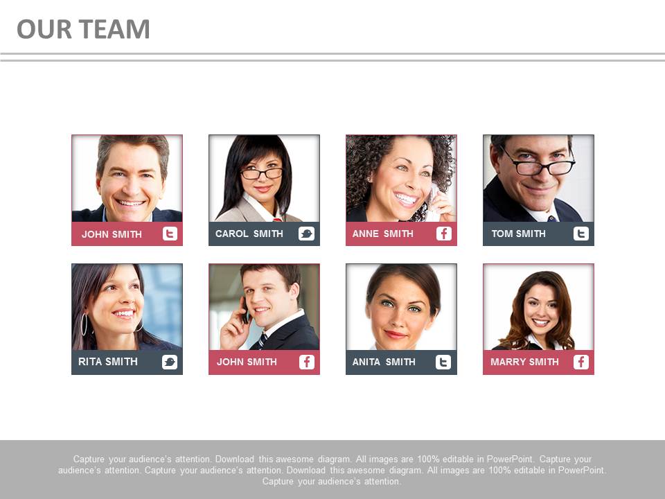 Team Of Eight Professional Persons Powerpoint Slides