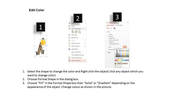 Team On Ladder Fixing Light Bulb Powerpoint Template