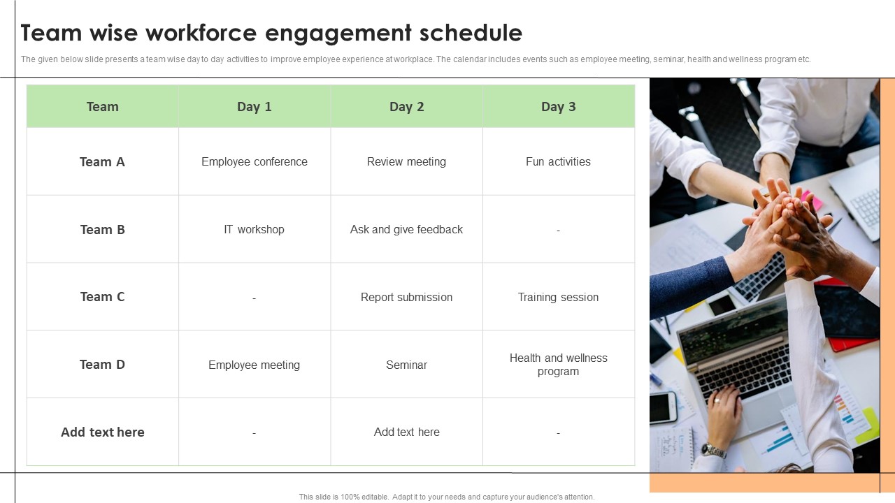 Team Wise Workforce Engagement Schedule Portrait PDF