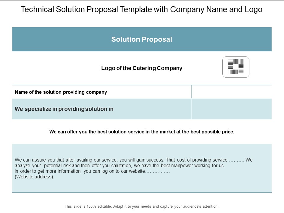 Technical Solution Proposal Template With Company Name And Logo Ppt Powerpoint Presentation Summary Show