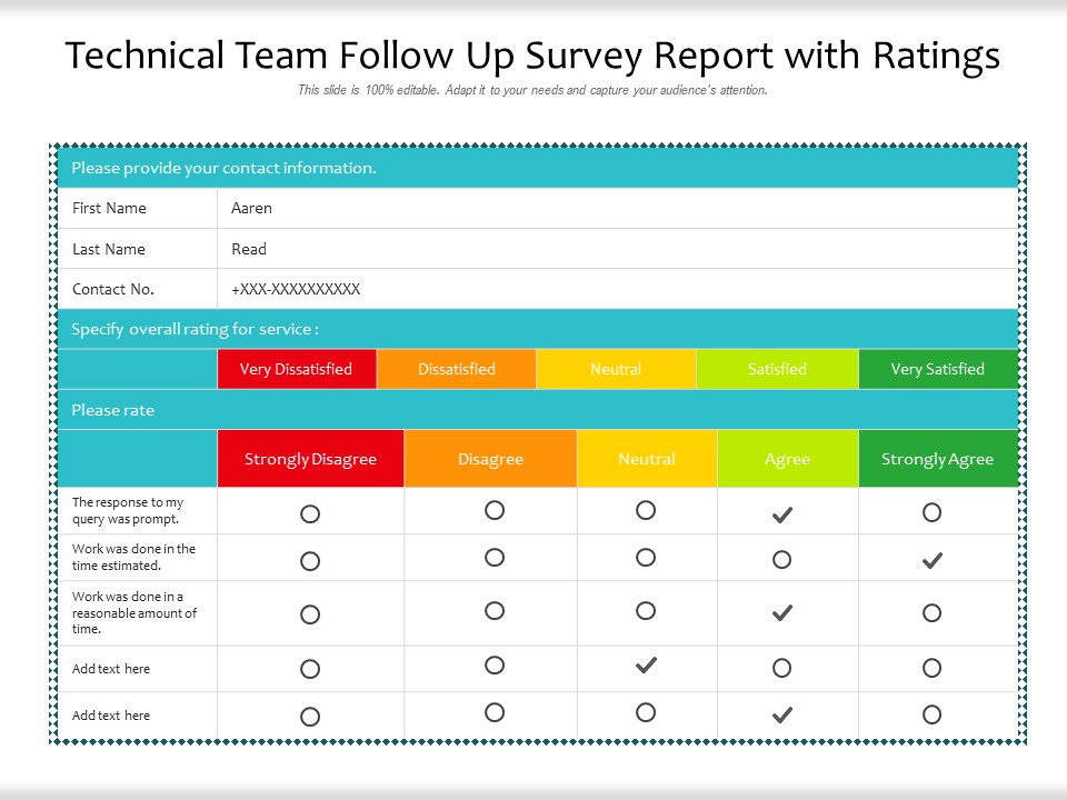 Technical Team Follow Up Survey Report With Ratings Ppt PowerPoint Presentation Visual Aids Backgrounds PDF