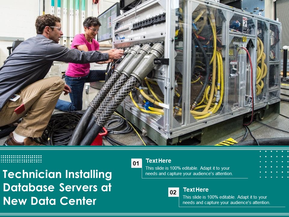 Technician Installing Database Servers At New Data Center Ppt PowerPoint Presentation Model Guide PDF