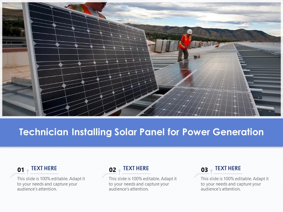 Technician Installing Solar Panel For Power Generation Ppt PowerPoint Presentation Gallery Background Images PDF