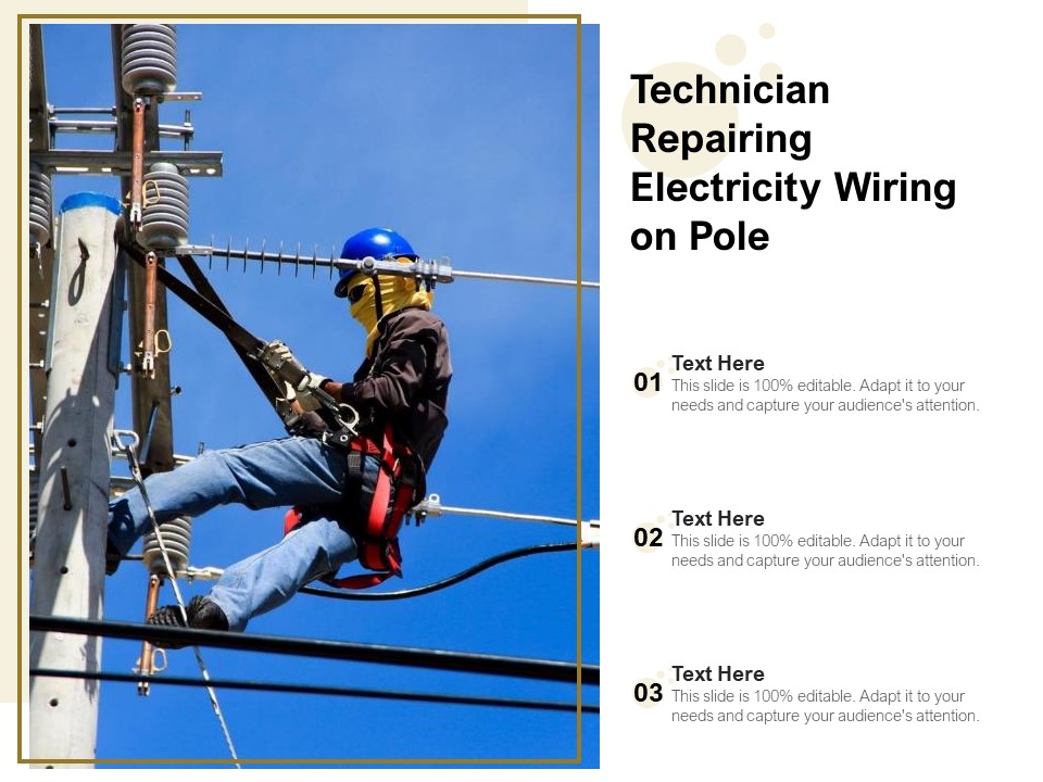 Technician Repairing Electricity Wiring On Pole Ppt PowerPoint Presentation Pictures Model PDF
