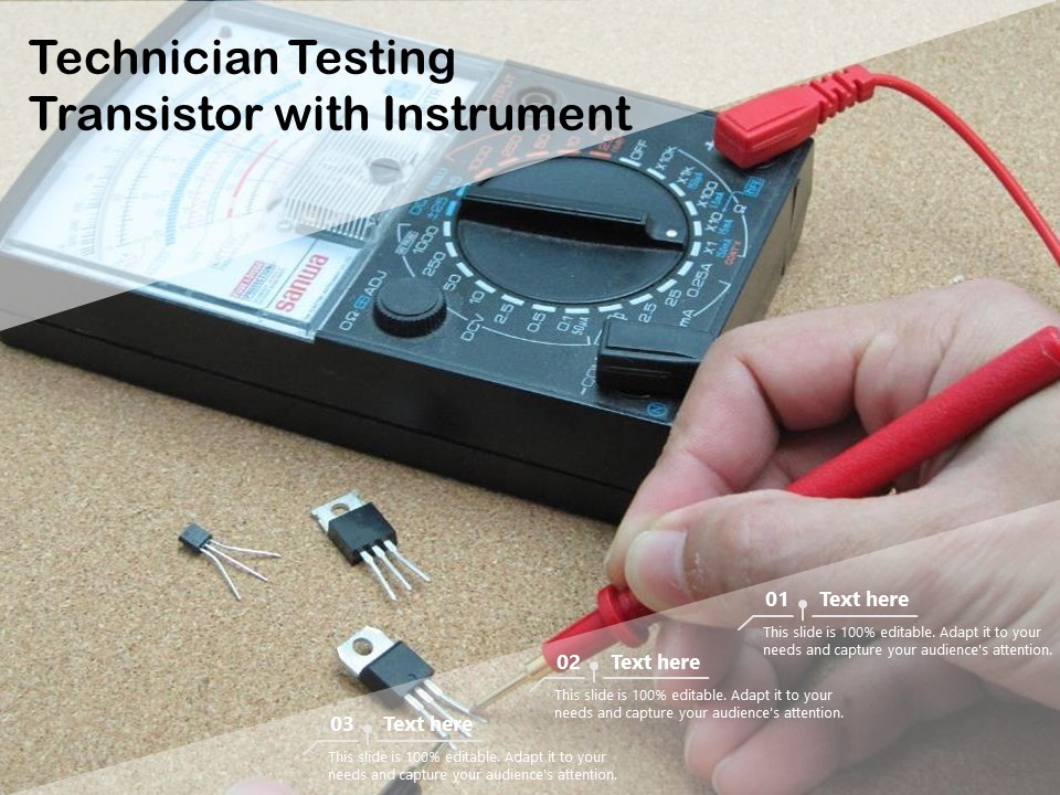 Technician Testing Transistor With Instrument Ppt PowerPoint Presentation Ideas Skills PDF