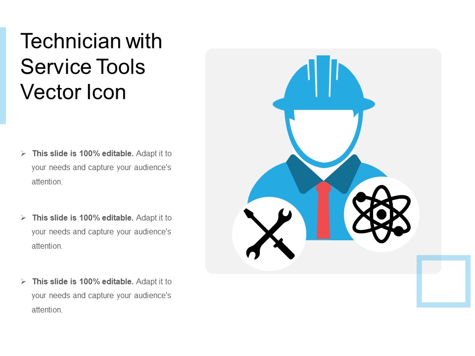 Technician With Service Tools Vector Icon Ppt PowerPoint Presentation File Graphics Template PDF