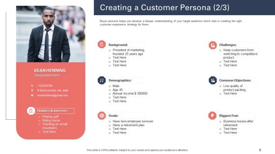 Techniques To Increase Customer Satisfaction Creating A Customer Persona Goals Brochure PDF