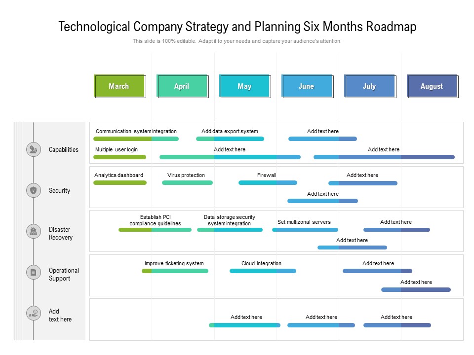 Technological Company Strategy And Planning Six Months Roadmap Graphics