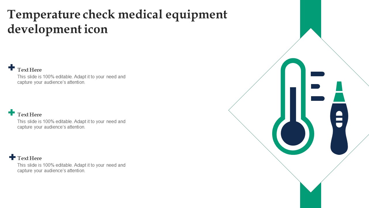 Temperature Check Medical Equipment Development Icon Ppt Gallery Layout PDF