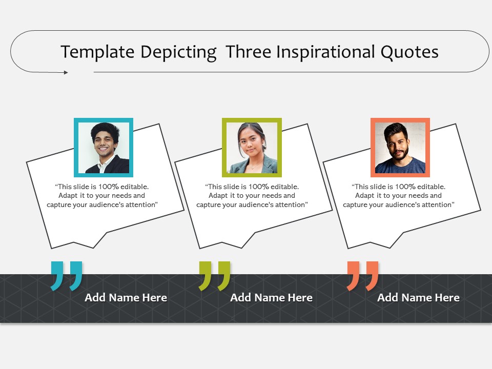 Template Depicting Three Inspirational Quotes Ppt PowerPoint Presentation File Design Templates PDF