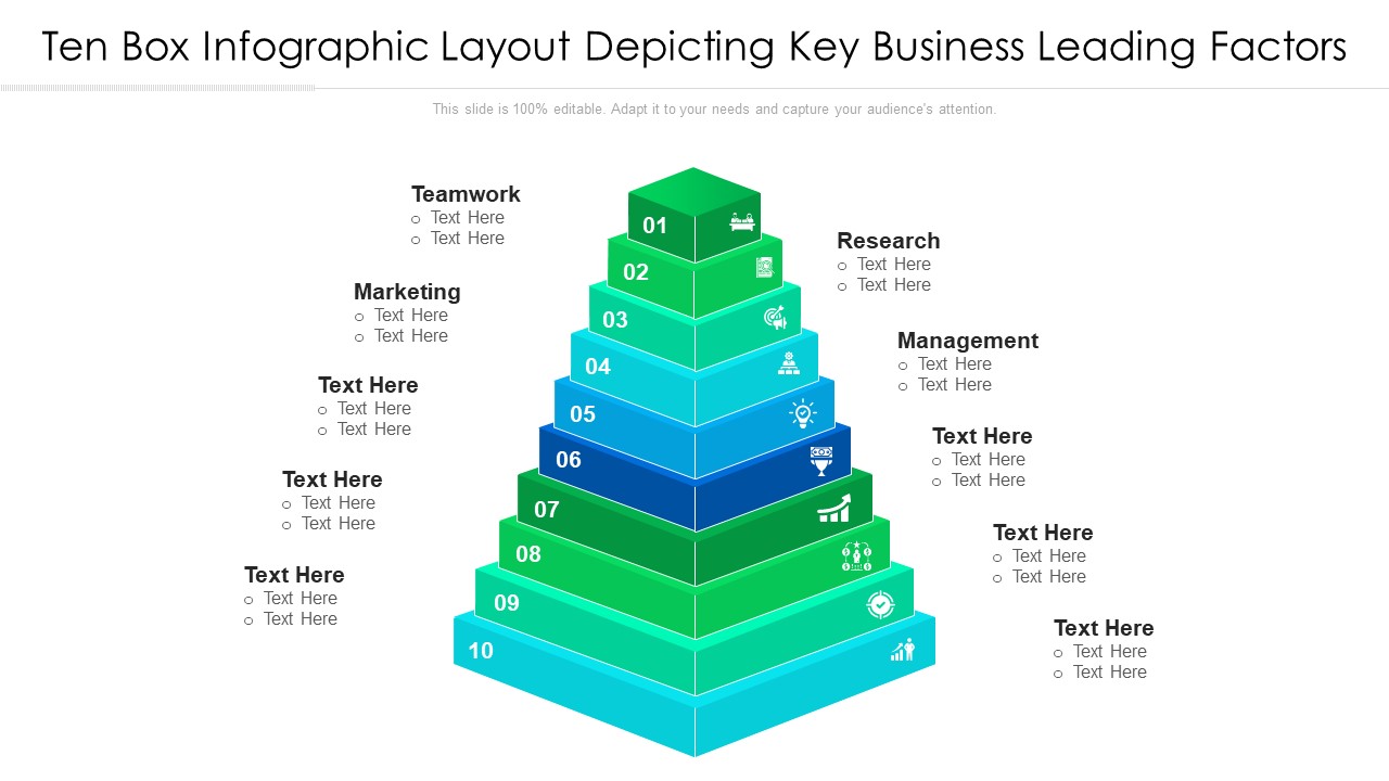 Ten Box Infographic Layout Depicting Key Business Leading Factors Ppt PowerPoint Presentation File Gallery PDF