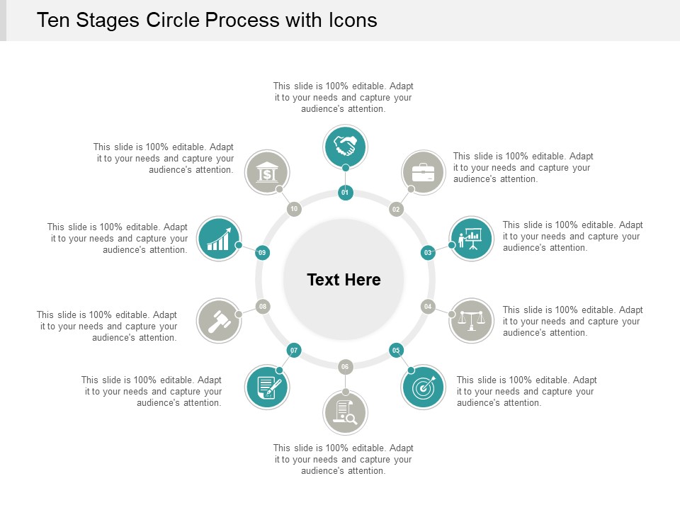 Ten Stages Circle Process With Icons Ppt PowerPoint Presentation Outline Show