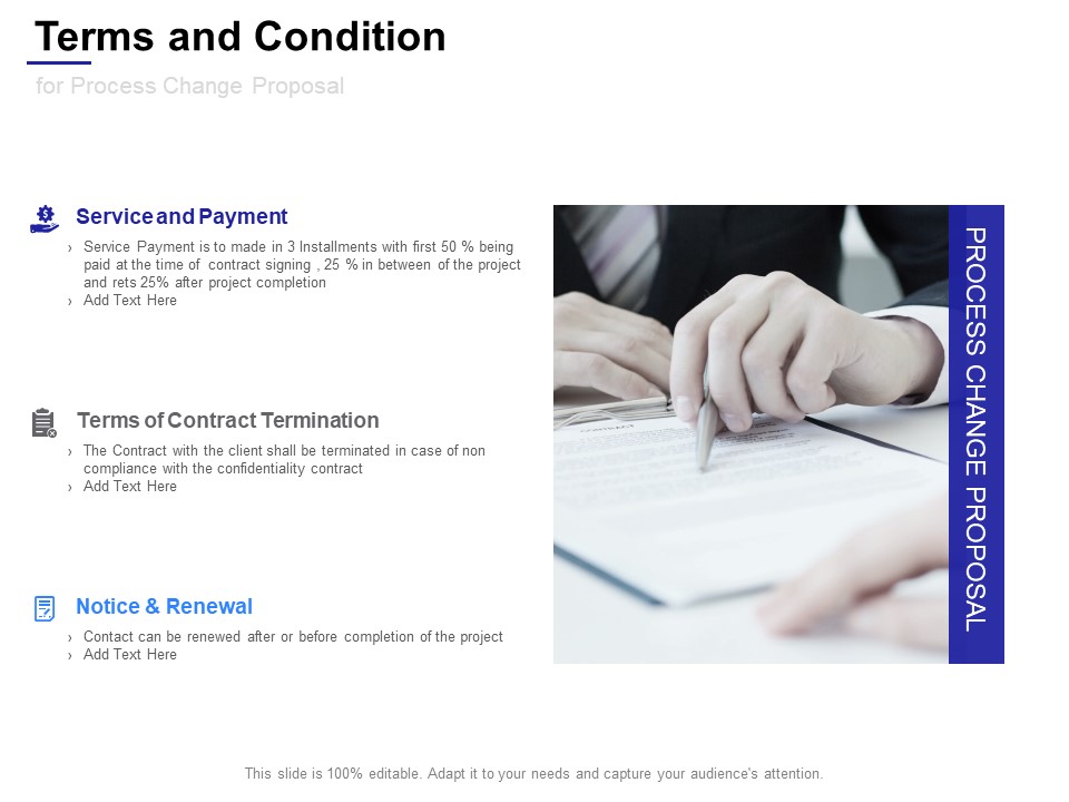 Terms And Condition For Process Change Proposal Ppt Powerpoint Presentation Show Design Ideas