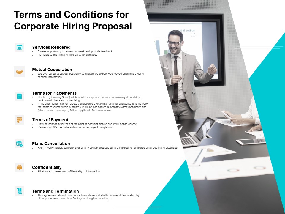 Terms And Conditions For Corporate Hiring Proposal Ppt PowerPoint Presentation Show Model