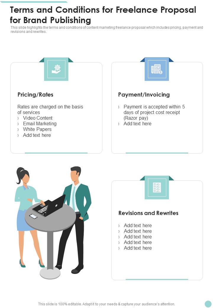 Terms And Conditions For Freelance Proposal For Brand Publishing One Pager Sample Example Document