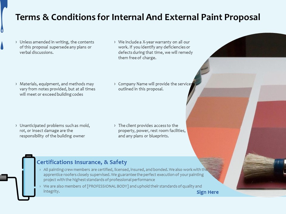 Terms And Conditions For Internal And External Paint Proposal Ppt File Guidelines PDF